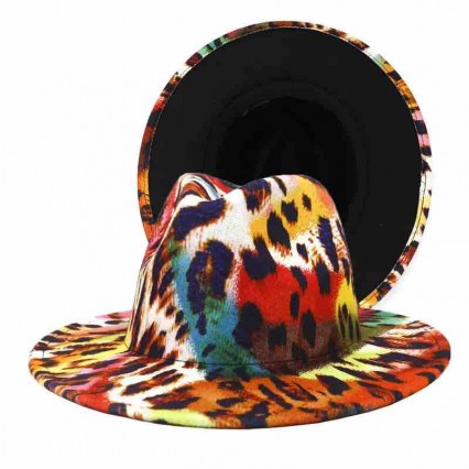 fashion men women unisex colorful leopard pattern felt gentleman hat Wide Brim Felt trilby Jazz Fedora hat panama hat fashion men women unisex colorful leopard pattern felt gentleman hat Wide Brim Felt trilby Jazz Fedora hat panama hat