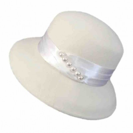 new Fashion women white Winter retro Wool Felt wide brim bowler church Hat with pearl & satin band new Fashion women white Winter retro Wool Felt wide brim bowler church Hat with pearl & satin band