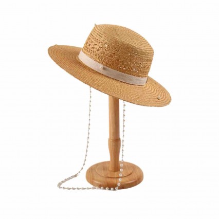UPF50 foldable summer wheat straw wide brim beach sun Hats with pearl chain Accessories fashion womens straw hat UPF50 foldable summer wheat straw wide brim beach sun Hats with pearl chain Accessories fashion womens straw hat
