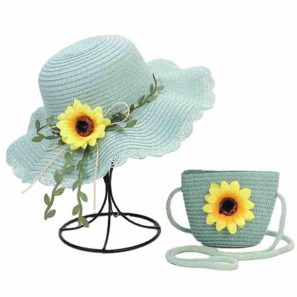 Girls Kids straw Beach Hats and Bags set Flower Tote Handbag Bag Suit Children Summer straw hat and bag Girls Kids straw Beach Hats and Bags set Flower Tote Handbag Bag Suit Children Summer straw hat and bag
