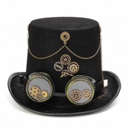 ready to ship new men women Unisex gear Gothic glasses Vintage black Steam punk Top Hats Halloween Costume Hat ready to ship new men women Unisex gear Gothic glasses Vintage black Steam punk Top Hats Halloween Costume Hat