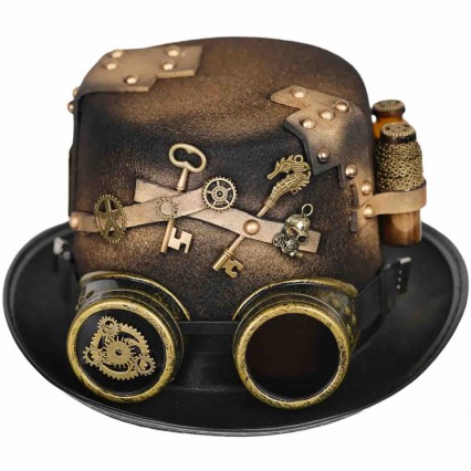 ready to ship women men unisex retro chain gear glasses Gothic Vintage black Steampunk Top Hats Halloween Costume Hat ready to ship women men unisex retro chain gear glasses Gothic Vintage black Steampunk Top Hats Halloween Costume Hat