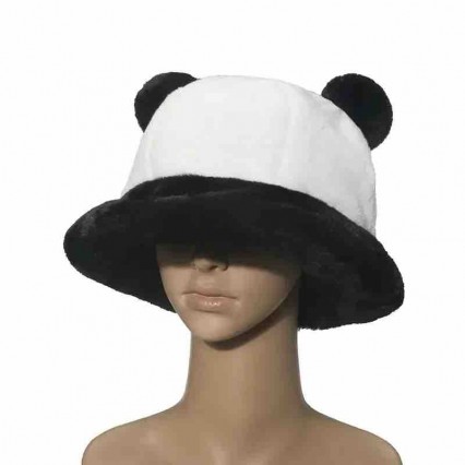 Winter artificial Black ears panda Wool Fluffy Plush Bucket Hat Thick fuzzy bucket hat Cap for Skiing Cycling Camping Hiking Winter artificial Black ears panda Wool Fluffy Plush Bucket Hat Thick fuzzy bucket hat Cap for Skiing Cycling Camping Hiking