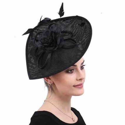 Women's black Kentucky Derby hat sinamay Church hats Wedding Cocktail Tea Party ladies hats and fascinators with 3D flowers Women's black Kentucky Derby hat sinamay Church hats Wedding Cocktail Tea Party ladies hats and fascinators with 3D flowers