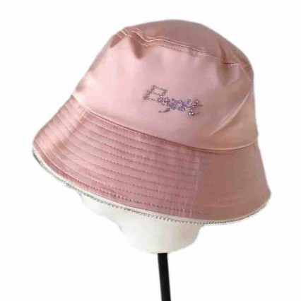 fashion chic Women lady packable pink satin diamond letters trim dress satin bucket hat Travel sun hats fashion chic Women lady packable pink satin diamond letters trim dress satin bucket hat Travel sun hats