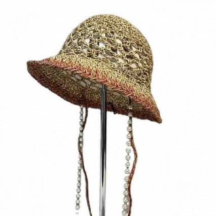 luxury fedora hats for women beach crochet straw cloche Hats Upf50+ UV protection wide brim sun hat with pearl chain luxury fedora hats for women beach crochet straw cloche Hats Upf50+ UV protection wide brim sun hat with pearl chain