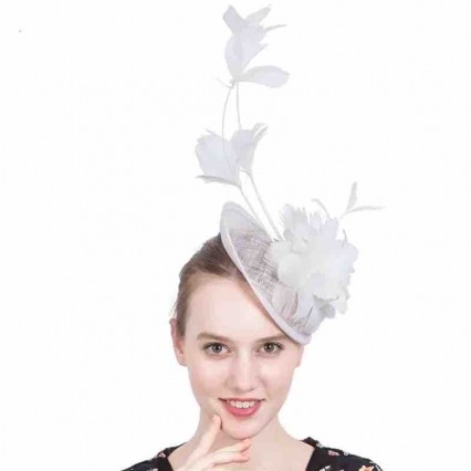 women ladies small white church hats Sinamay Fascinator Kentucky Derby Hat feather Wedding cocktail royal party pillbox hat women ladies small white church hats Sinamay Fascinator Kentucky Derby Hat feather Wedding cocktail royal party pillbox hat