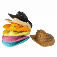 fashion chic 7 colors paper straw western cowboy hat beach UPF 50+UV protection sun hat cowgirl hats unisex  fashion chic 7 colors paper straw western cowboy hat beach UPF 50+UV protection sun hat cowgirl hats unisex