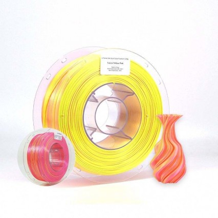 Lyjenny Bulk Filament 3D Printer Silk Filament Dual-color Multi-color Yellow+Pink Filament 1.75mm 1KG Qualified Silky Texture