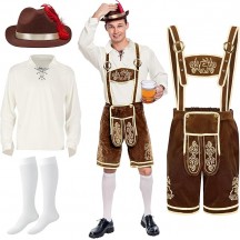 Creations Men’s German Bavarian Oktoberfest Costume Set, Beer Costume Hat for Adults Halloween and Beer Festival