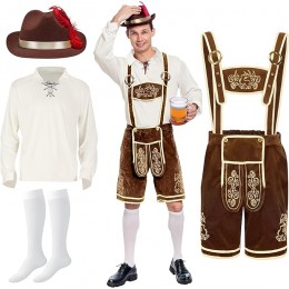 Creations Men’s German Bavarian Oktoberfest Costume Set, Beer Costume Hat for Adults Halloween and Beer Festival