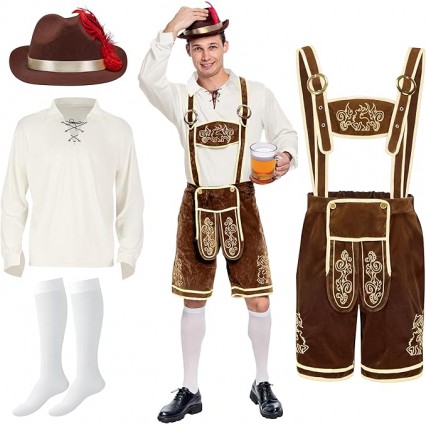 Creations Men’s German Bavarian Oktoberfest Costume Set, Beer Costume Hat for Adults Halloween and Beer Festival Creations Men’s German Bavarian Oktoberfest Costume Set, Beer Costume Hat for Adults Halloween and Beer Festival