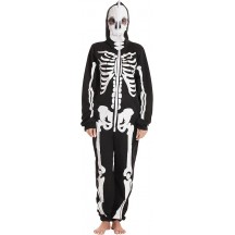 Skeleton Onesie Halloween Costumes for Women Adult - Comfortable Fleece Fabric with Cozy Hooded