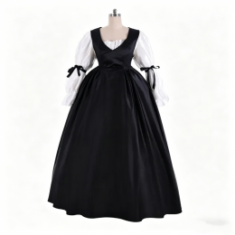 Outlander Season 2 Claire Fraser Cosplay Costume | Rococo Colonial Black Ball Gown