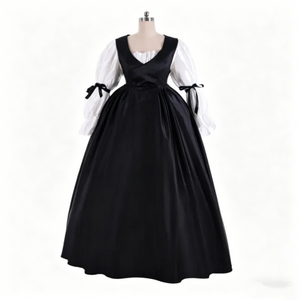 Outlander Season 2 Claire Fraser Cosplay Costume | Rococo Colonial Black Ball Gown Outlander Season 2 Claire Fraser Cosplay Costume | Rococo Colonial Black Ball Gown