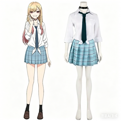My Dress-Up Darling Marin Cosplay Suit, Girls JK School Uniform Skirt Outfit