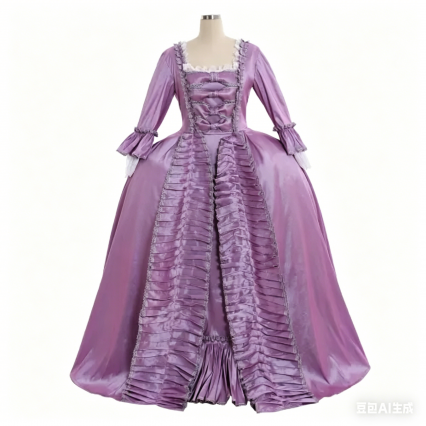 Marie Antoinette Purple Rococo Ball Gown, 18th Century Baroque Colonial Dress