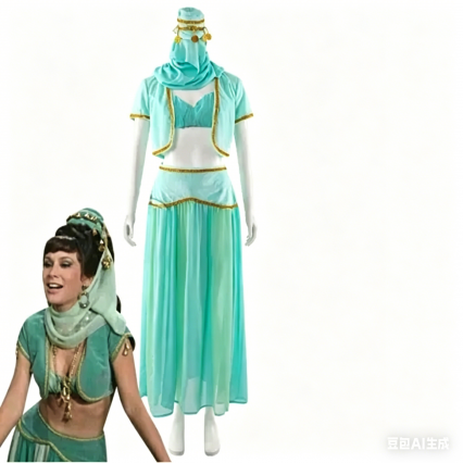 I Dream of Jeannie - Jeannie's Sister Jeannie II Green Dress Cosplay Costume I Dream of Jeannie - Jeannie's Sister Jeannie II Green Dress Cosplay Costume