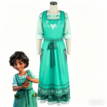 Encanto Julieta Madrigal Cosplay Costume, Ruffles Dress Suit Halloween Carnival Outfit