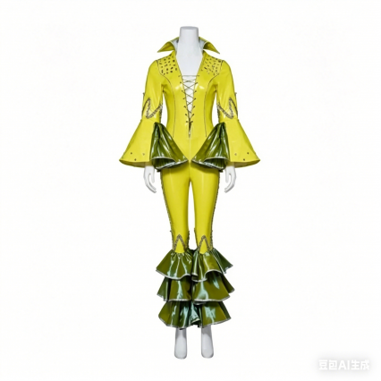 High-grade Yellow Jumpsuit, Retro 60s 70s Disco Hippie Singer Nightclub Performance Costume