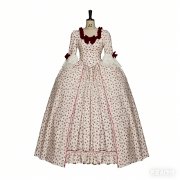 Marie Antoinette Deluxe Versailles Renaissance Red Floral Dress, Victorian Ball Gown Costume