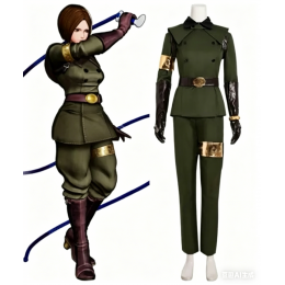 The King of Fighters XV Whip Cosplay Costume (with top,coat,gloves and belt)