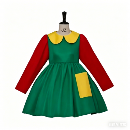 La Chilindrina Red Sleeved Green Dress Cosplay Costume for Women Girls La Chilindrina Red Sleeved Green Dress Cosplay Costume for Women Girls