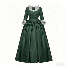 Medieval Rococo Green Ball Gown Dress Colonial Women Lady Cosplay Costume