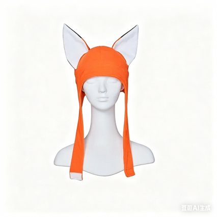 Anime Cosplay Headwear Adults Kawaii Animal Fox Hat with Ears Orange Halloween Carnival Party Role Play Cap