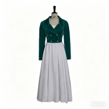 Medieval Victorian Cropped Jacket Women Vintage Green Velvet Coat Renaissance Ball Gown Cosplay Costume
