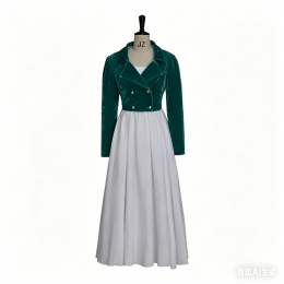Medieval Victorian Cropped Jacket Women Vintage Green Velvet Coat Renaissance Ball Gown Cosplay Costume