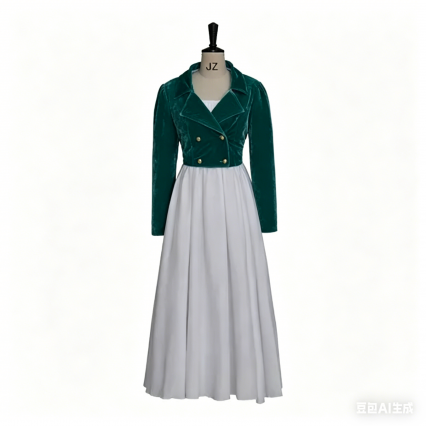 Medieval Victorian Cropped Jacket Women Vintage Green Velvet Coat Renaissance Ball Gown Cosplay Costume