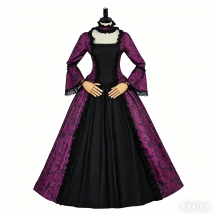 Women's Renaissance Medieval Costume Gothic Retro Floral Print Ball Gown Victorian Party Theatre Cosplay Dress