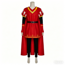 Lord Farquaad Cosplay Costume Red Cloak Top Robe Cape Headwear Hat for Men Halloween Carnival Outfits