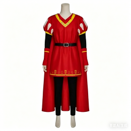 Lord Farquaad Cosplay Costume Red Cloak Top Robe Cape Headwear Hat for Men Halloween Carnival Outfits