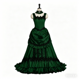 Movie Interview with the Vampire Cosplay Costume Gothic Victorian Green Satin Ball Gown Medieval Evening Dress