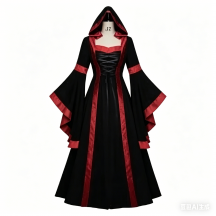 Victorian Medieval Long Dress Vintage Gothic Renaissance Cosplay Costume Halloween Party Witch Role Play