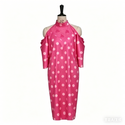 Women’s Pretty in Pink Cosplay Costume Pink Dotted Straight Skirt Evening Party Outfit Women’s Pretty in Pink Cosplay Costume Pink Dotted Straight Skirt Evening Party Outfit