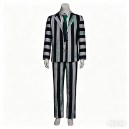 Beetlejuice Cosplay Costume Adult Black White Striped Suits Halloween Carnival Men's Outfits