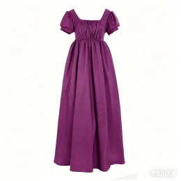 Simple Purple Regency style dress lady High Waistline Tea Gown Dress medieval dress custom made