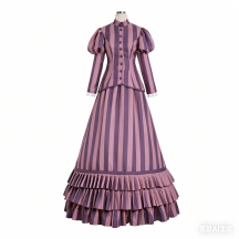 Tim Burton's Corpse Bride Victoria Everglot Cosplay Costume Women's Victorian Strip Dress Custom Made