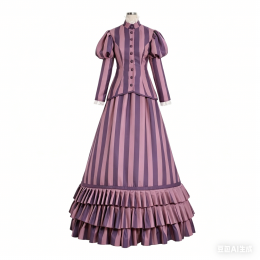 Tim Burton's Corpse Bride Victoria Everglot Cosplay Costume Women's Victorian Strip Dress Custom Made