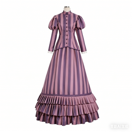 Tim Burton's Corpse Bride Victoria Everglot Cosplay Costume Women's Victorian Strip Dress Custom Made Tim Burton's Corpse Bride Victoria Everglot Cosplay Costume Women's Victorian Strip Dress Custom Made