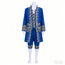 18th British Prince Costume, Medieval Men Blue Suit, Marie Antoinette Era Outfit Custom Made