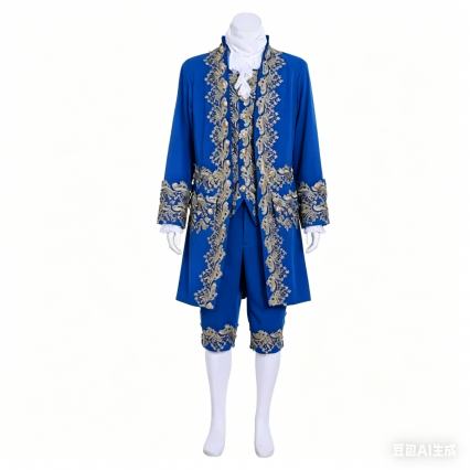 18th British Prince Costume, Medieval Men Blue Suit, Marie Antoinette Era Outfit Custom Made