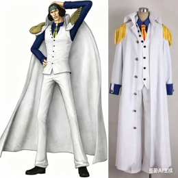 Anime One piece Aokiji Kuzan Navy Admiral Uniform Cosplay Costume adult Men Halloween Outfit