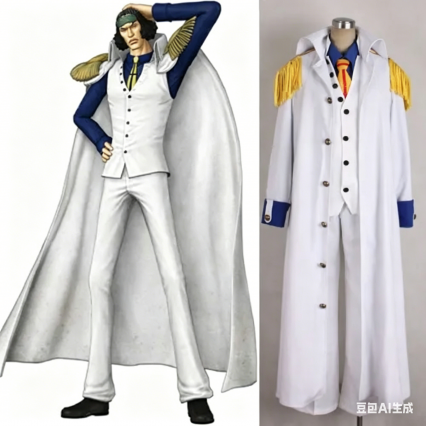 Anime One piece Aokiji Kuzan Navy Admiral Uniform Cosplay Costume adult Men Halloween Outfit Anime One piece Aokiji Kuzan Navy Admiral Uniform Cosplay Costume adult Men Halloween Outfit