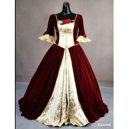 Beauty and the Beast Belle RED Dress For Christmas ball gown dress Custom Made