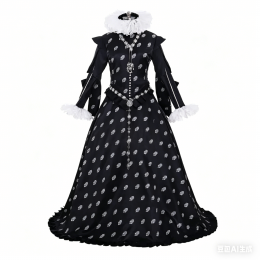 Victorian Queen Elizabeth Tudor Period Ball Gown Dress Medieval Black Renaissance Dress Custom Made