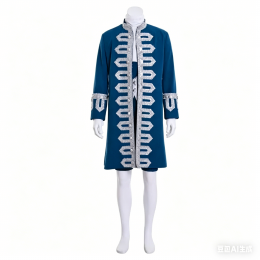 18th Century Mens Rococo Outfit Cosplay Costume, Blue Renaissance Suit Custom Made